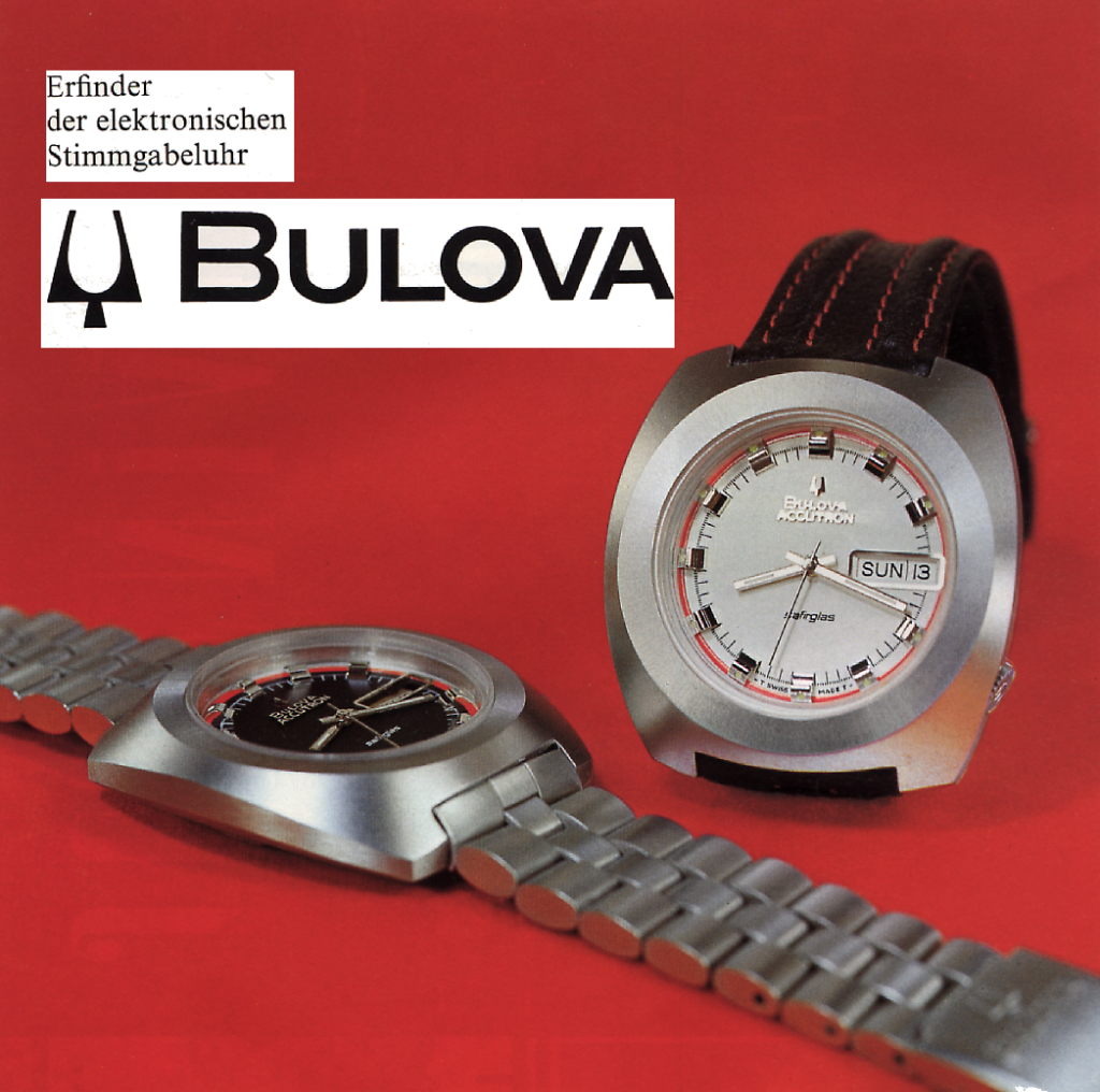 Bulova-Werbung 1971, heir sieht man zwei Uhrenmodelle der Zeit