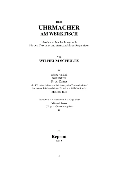 Der Uhrmacher am Werktisch (Buch von Wilhelm Schultz)