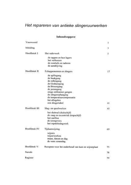 Het repareren van antieke slingeruurwerken (Boek van Hans Jendritzki)