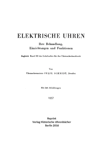 Elektrische Uhren (Buch von Felix Schmidt)