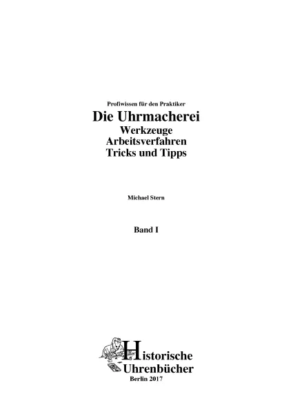 Die Uhrmacherei Band 1 (Buch von Michael Stern)