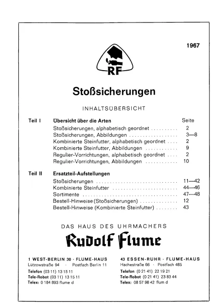 FLUME Uhren-Sto�sicherungs-Katalog