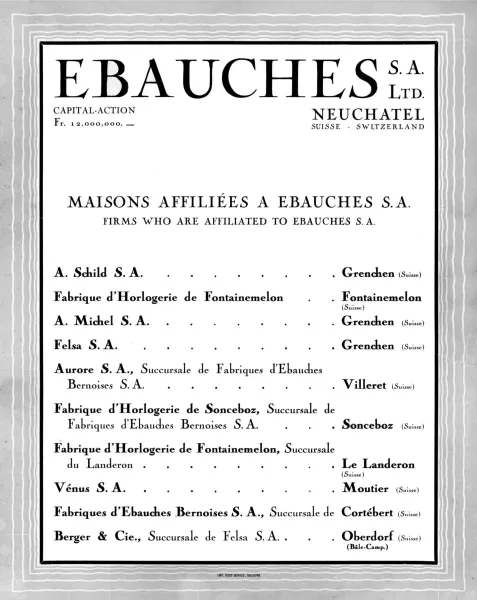 WERKSUCHER EBAUCHES 1928