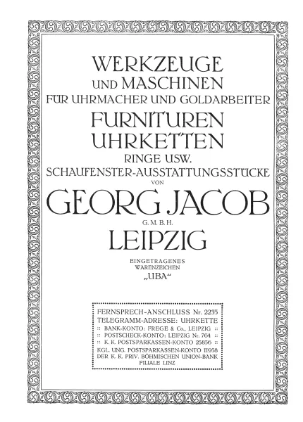 Georg Jacob, Leipzig: Furnituren und Werkzeug-Katalog 1911
