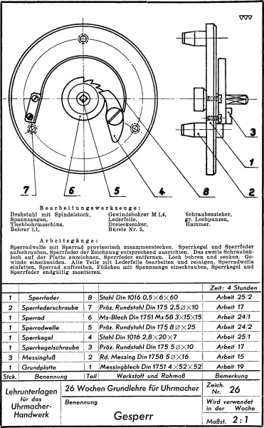 26 Wochen Grundlehre f�r Uhrmacher (Uhrmacherbuch)