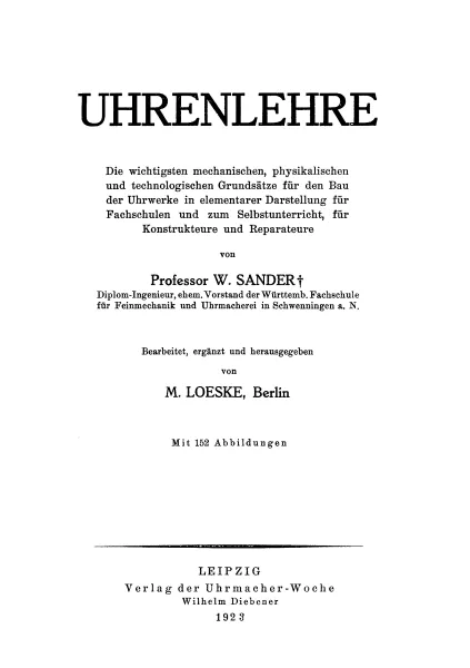 Uhrenlehre (Buch von W. Sander)