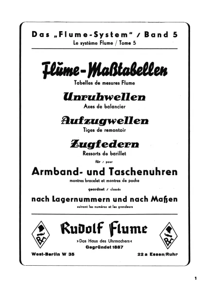 Flume-Ma�tabellen Band 5 – Unruhwellen, Aufzugswellen und Zugfedern