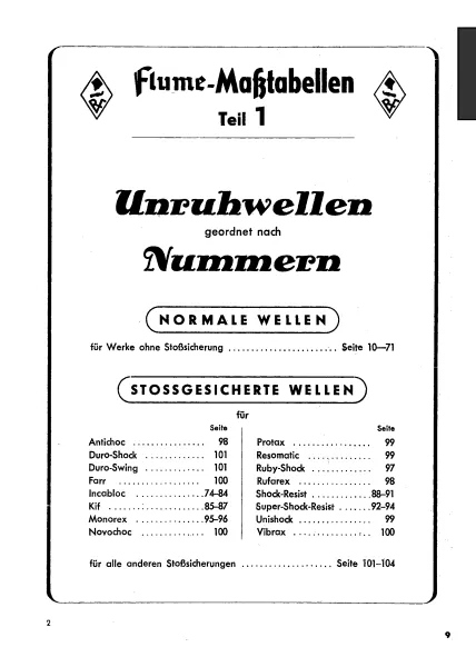 Flume-Ma�tabellen Band 5 – Unruhwellen, Aufzugswellen und Zugfedern