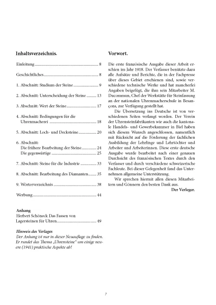 Die Edelsteine und ihre Bearbeitung f�r die Uhrenmacherei / Das Fassen von Lagersteine f�r Uhren (Buch von Trincano / Sch�neck)