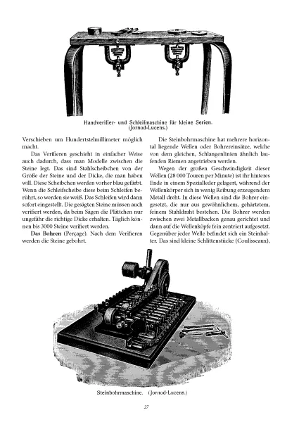 Die Edelsteine und ihre Bearbeitung f�r die Uhrenmacherei / Das Fassen von Lagersteine f�r Uhren (Buch von Trincano / Sch�neck)