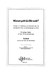 Warum geht die Uhr nicht? (Buch f�r Uhrmacher von Diebener)