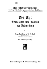 Die Uhr - Grundlagen und Technik der Zeitmessung (Buch von H. Bock)