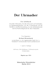 Der Uhrmacher (Buch von Richard Reutebuch)